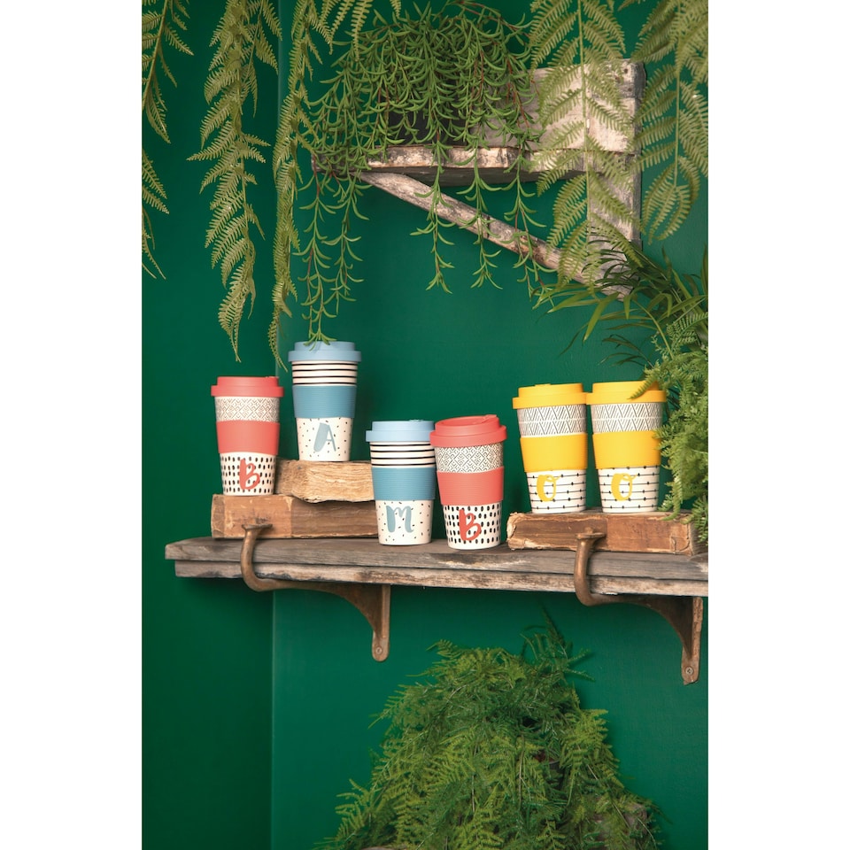 image 1 of KitchenCraft 410ml Bamboo A to Z Letter "O" Reuseable Mug Multi