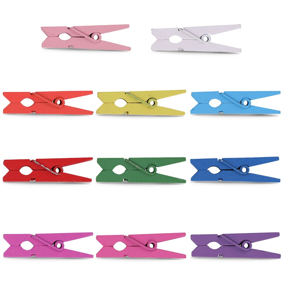 image 1 of 3.5cm Tiny Pegs, Mini Wooden Peg Silver Craft Pegs - 50pcs