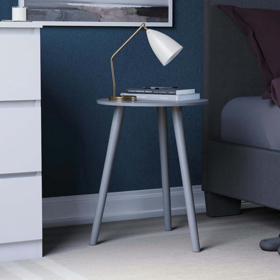 image 1 of Vida Designs Round Side Table Sofa Bedside Coffee Table, Grey