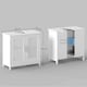 image 5 of kleankin Modern Under Sink Cabinet with 2 Doors, Bathroom Vanity Unit, Pedestal Under Sink Design, Storage Cupboard with Adjustable Shelves, White | White | White
