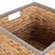 image 5 of Small Square Water Hyacinth With Grey Rope Border Storage Basket | Brown | Brown