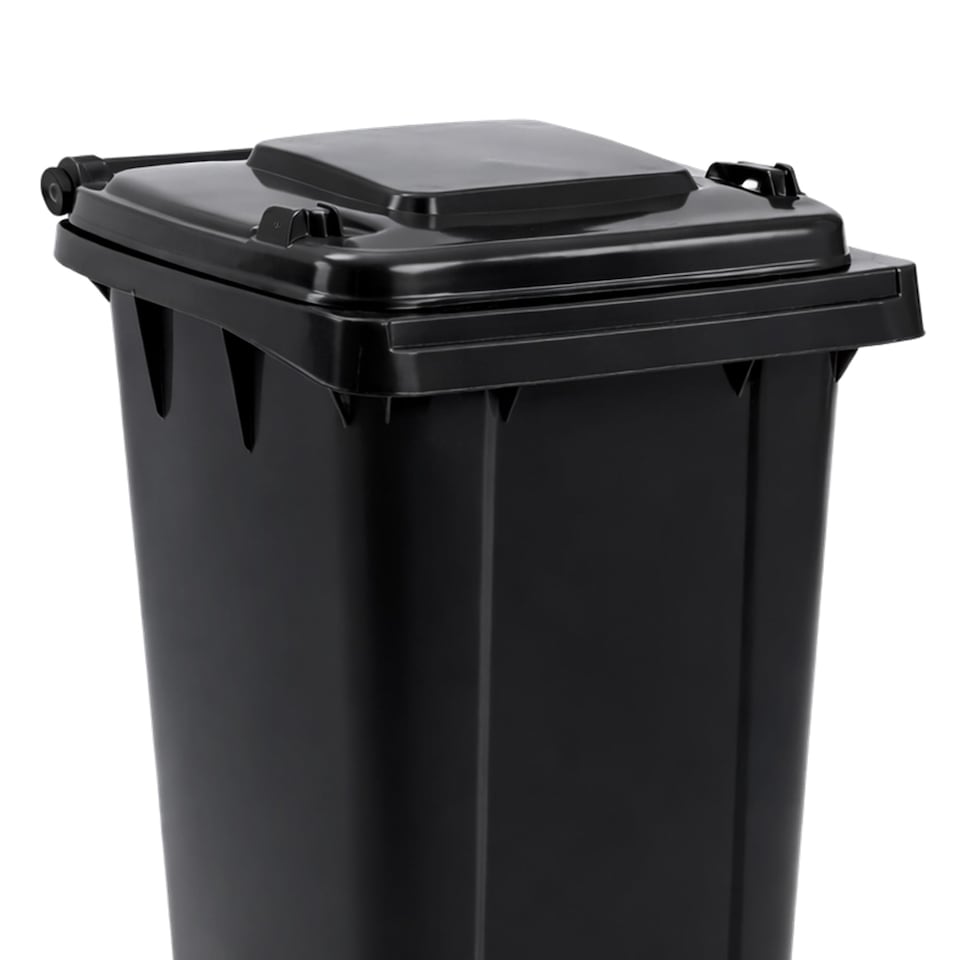 image 1 of 240L Black Wheelie Bin for Household Outdoor Garden Waste with Rubber Wheels
