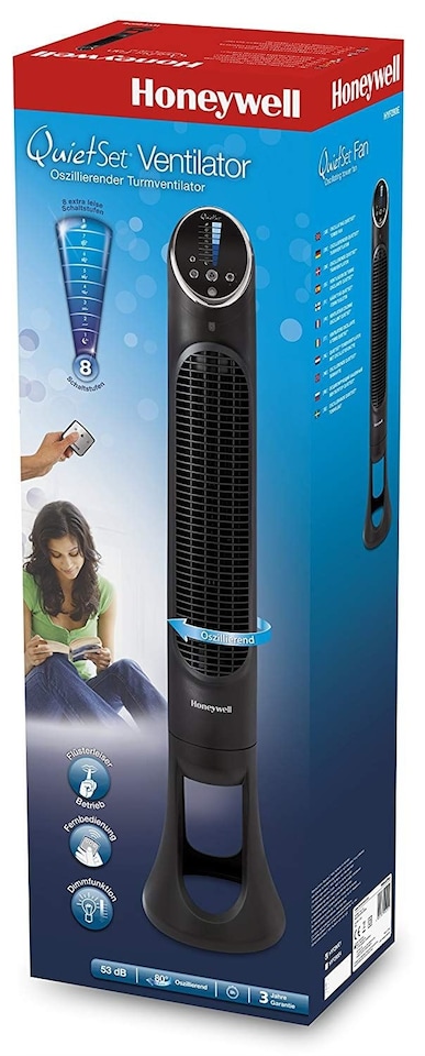 image 1 of Honeywell Quietset 8 Speed Remote Control Oscillating Tower Fan