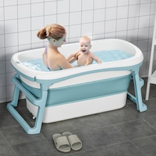 HOMCOM Foldable Bathtub Kids Bath Tub with Lid Large Bathtubs for 1 - 12 Years