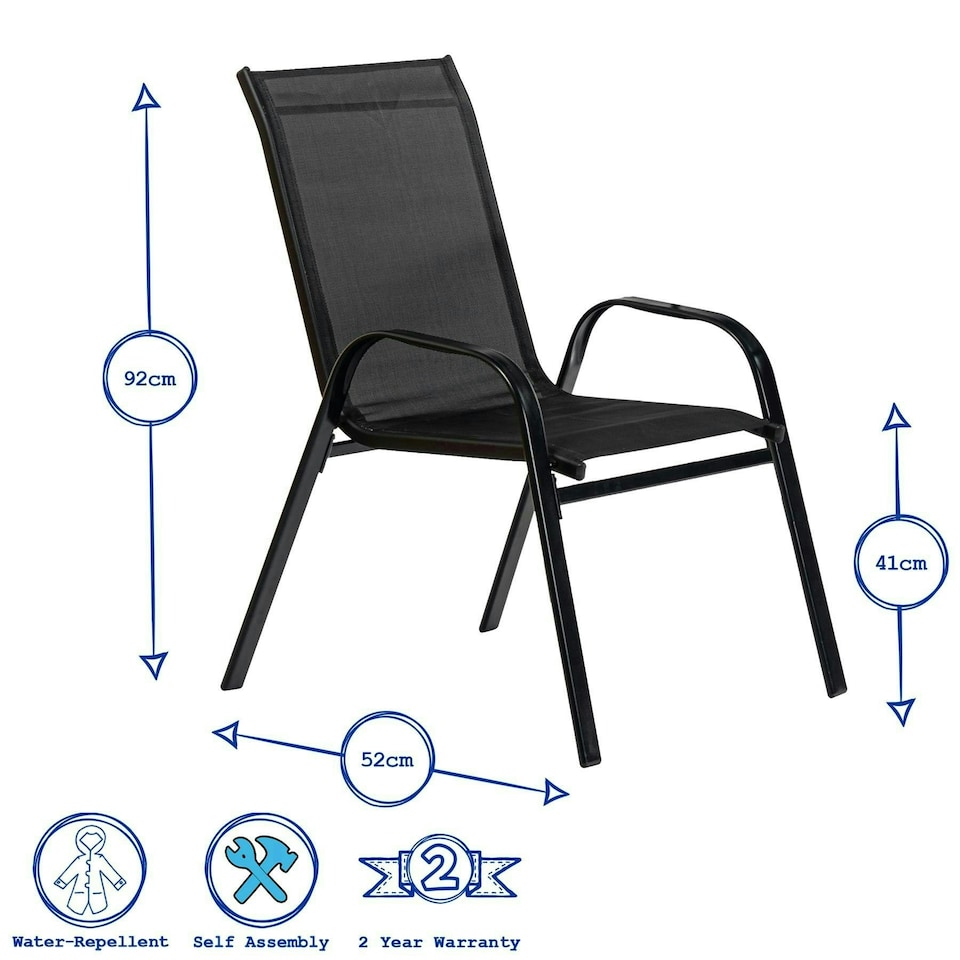 image 1 of Harbour Housewares 4 Seater Metal Garden Furniture Set - 120cm x 70cm - Garden Furniture Set Garden Dining Set Outdoor Furniture 4 Chairs