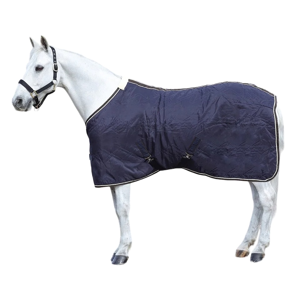 image 1 of StormX Original Luxury Show Standard-Neck Horse Stable Rug | White | Navy/Cream | 7Ft | 1