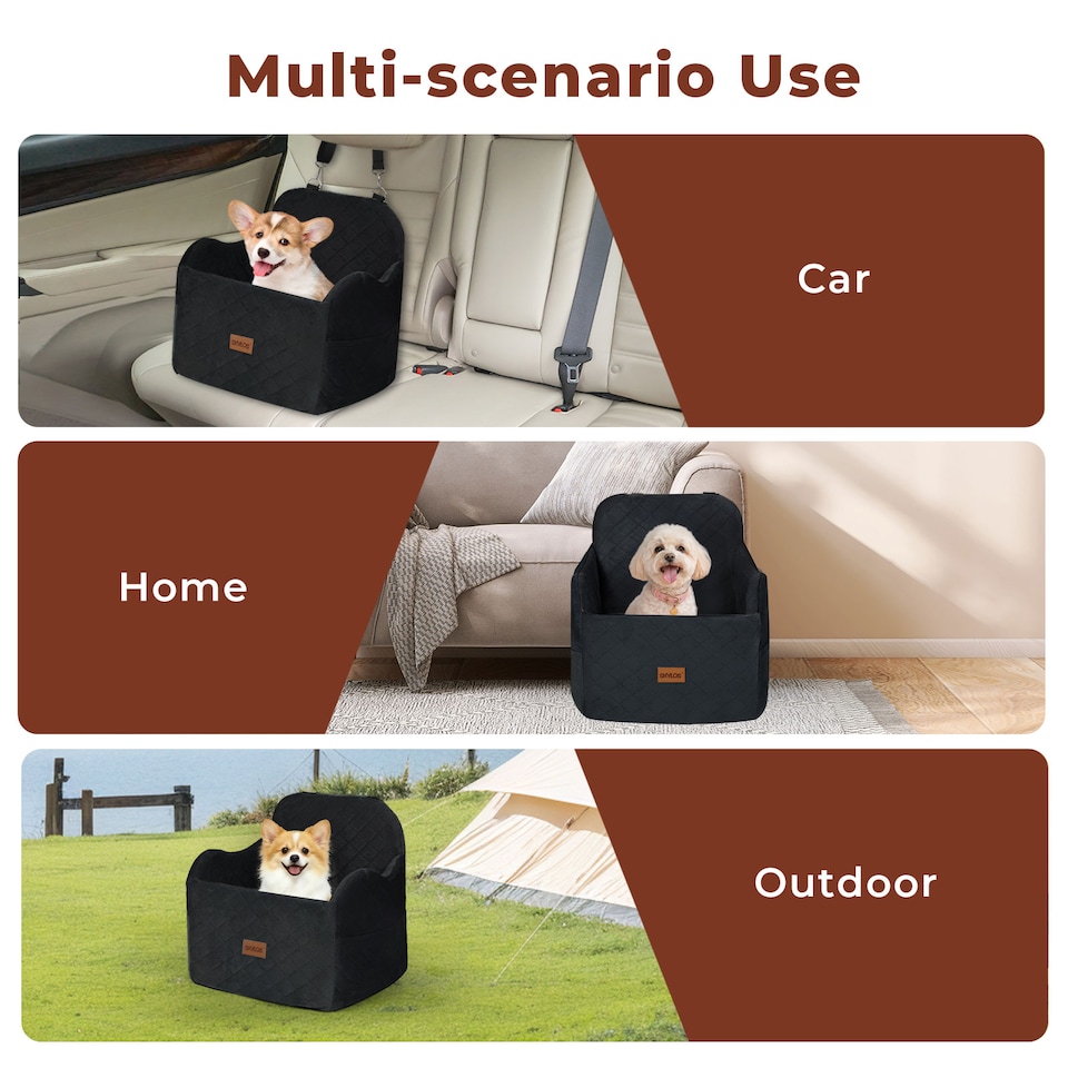 image 1 of Skylos Dog Booster Car Seat Black Portable Travel Carrier Bed for Pet | Black | Black | One Size
