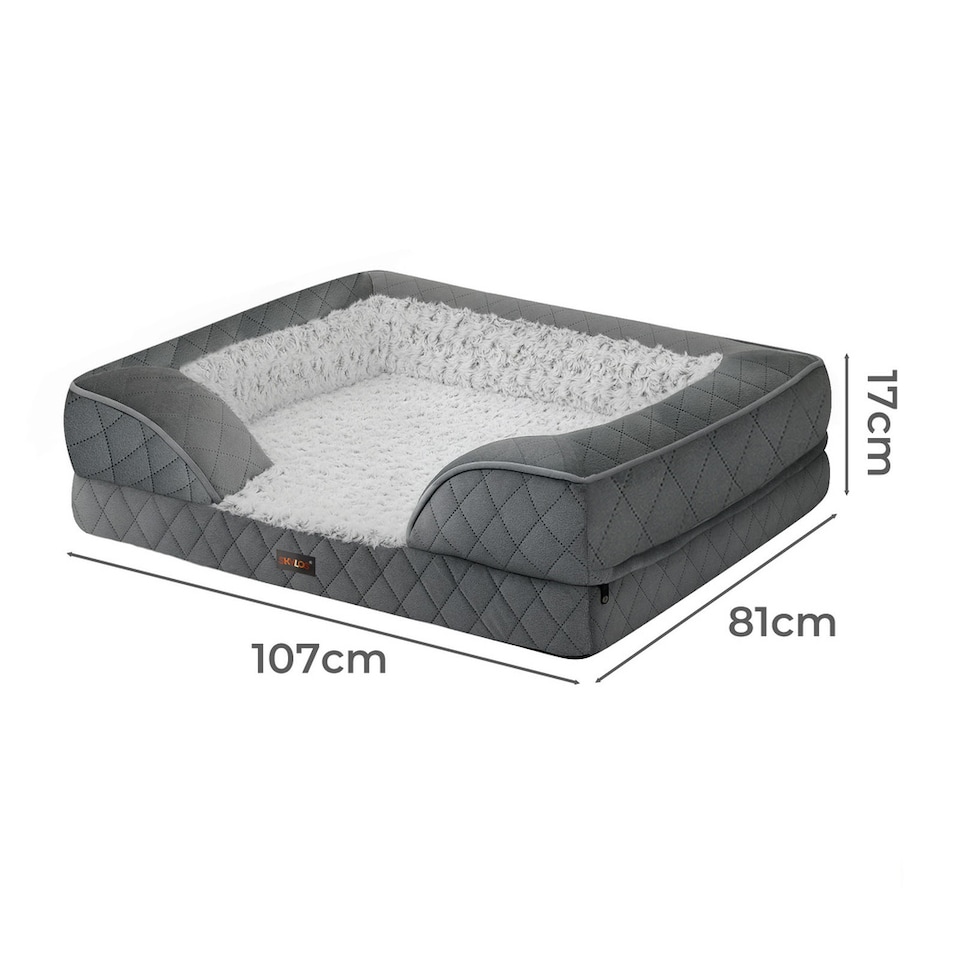 image 1 of Skylos Orthopedic Pet Bed Dog Memory Foam Cushion Calming Mat Washable XL Grey | Grey | Extra Large