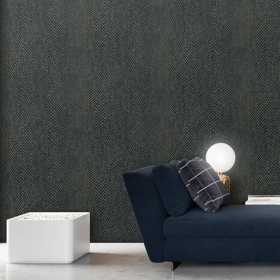 image 1 of Galerie Enchanted Naja Blue Wallpaper