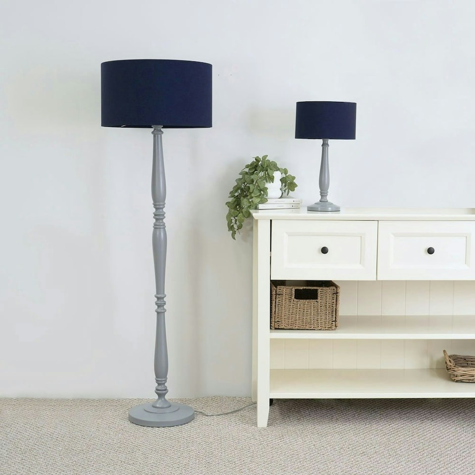 image 1 of ValueLights Victoria Grey Wood Traditional Stem Table Lamp Base