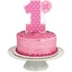 image 2 of Creative Party Number 1 Polka Dot Cake Topper - Pink/White - One Size