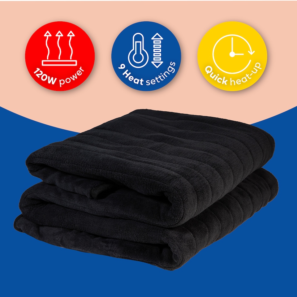 image 1 of Russell Hobbs RHHT1004BLA Electric Blanket Black Heated Throw Microfleece