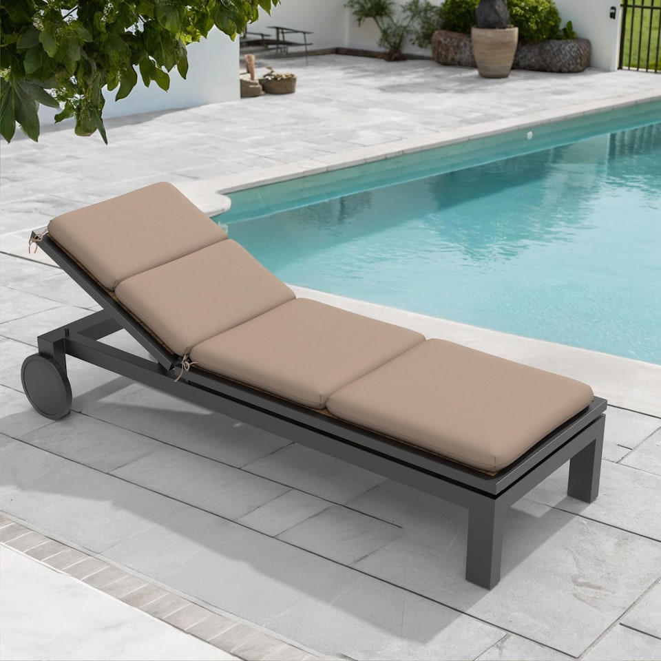 image 1 of Cover Rite Comfortable Rectangle Lounge Chair Cushion Pack of 2, back cushion 22.5 in W x 28 in H x 3 in D, Beige