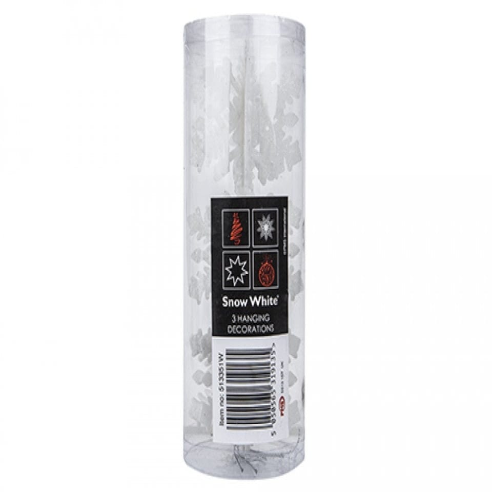 image 1 of Pack of 3 Hanging White Snowflake Christmas Decorations