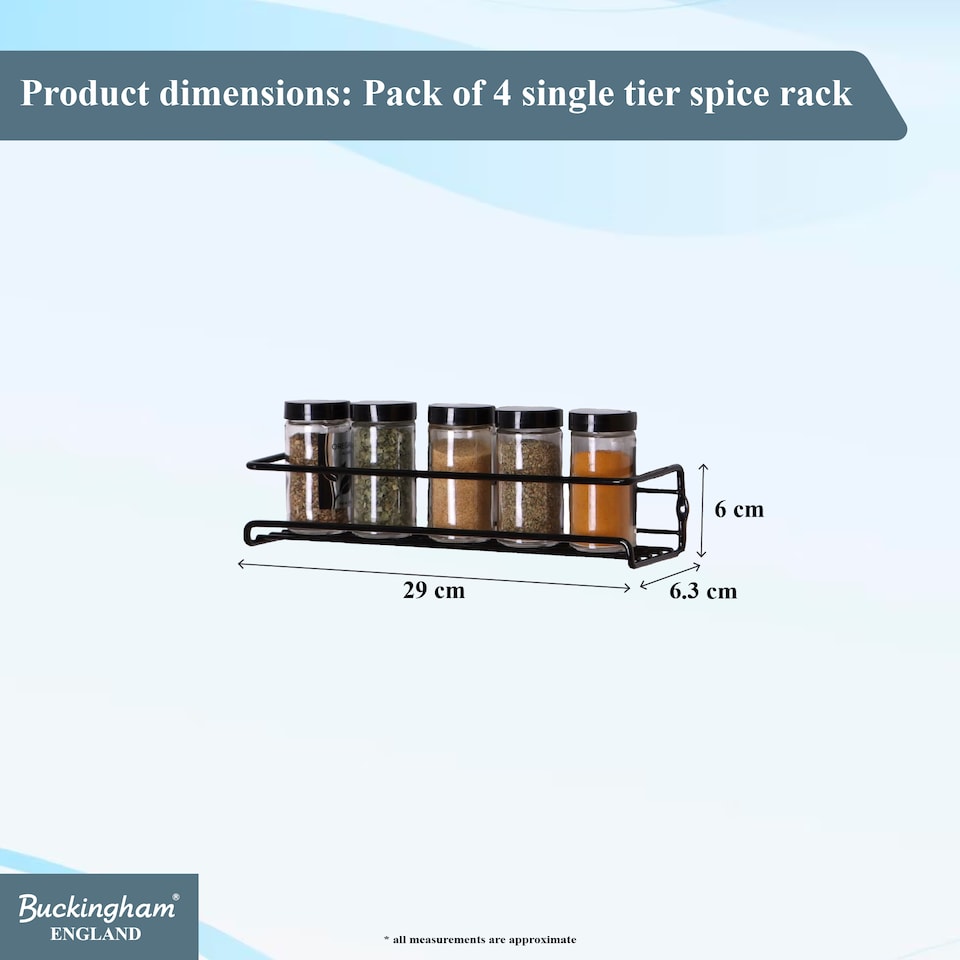 image 1 of Buckingham 4 Tier Spice Racks Organiser wall-mounted with Adhesive Stickers. | Silver