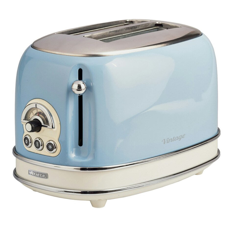 image 1 of Ariete 0155/15 Vintage Retro 2 Slice Toaster, Defrost & Reheat, Blue