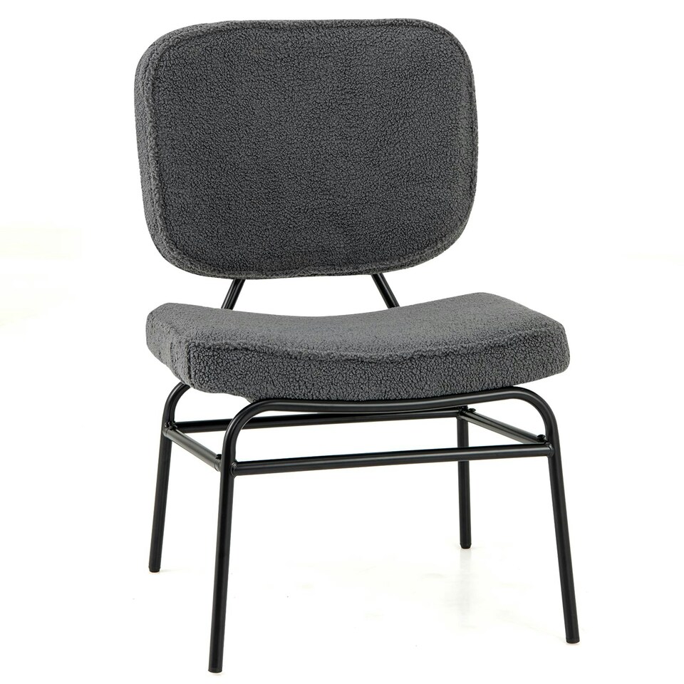 image 1 of COSTWAY Upholstered Accent Chair Reading Chair Grey Grey