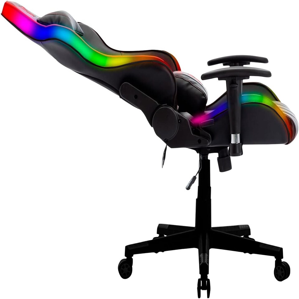 image 1 of Neo Black Leather Gaming Chair with LED Lights