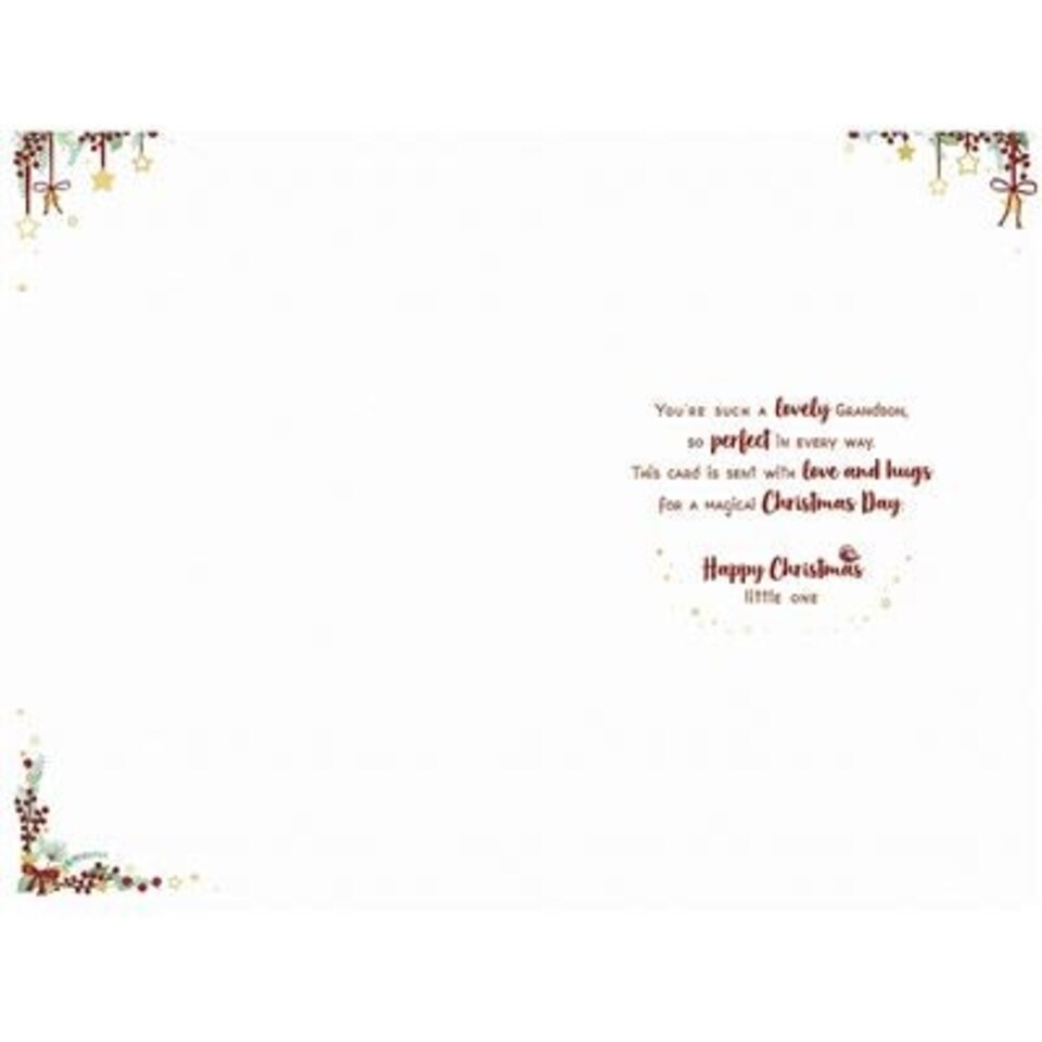 image 1 of Bear Hugging Reindeer Grandson 1st Christmas Card