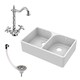 image 1 of Fireclay 2 Bowl Full Weir Butler Sink Overflow Tap Waste 795mm | White | White | 500 x 795 x 220mm