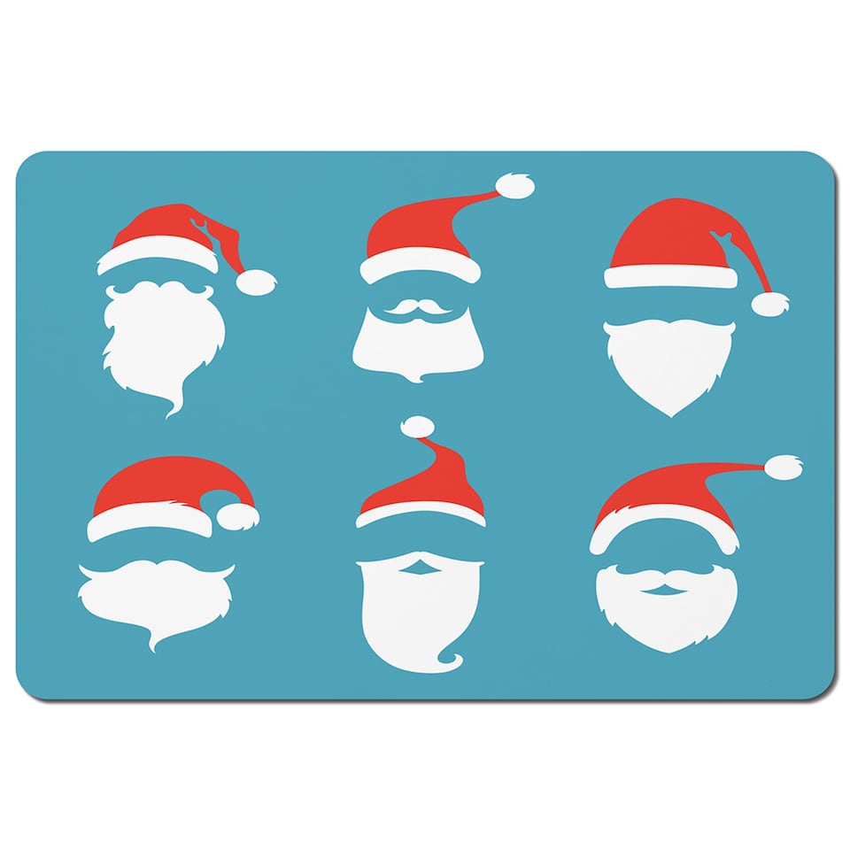 image 1 of Santa Themed Placemat And Coaster Set With Wood Bottom Holiday Art Collection Limited Edition