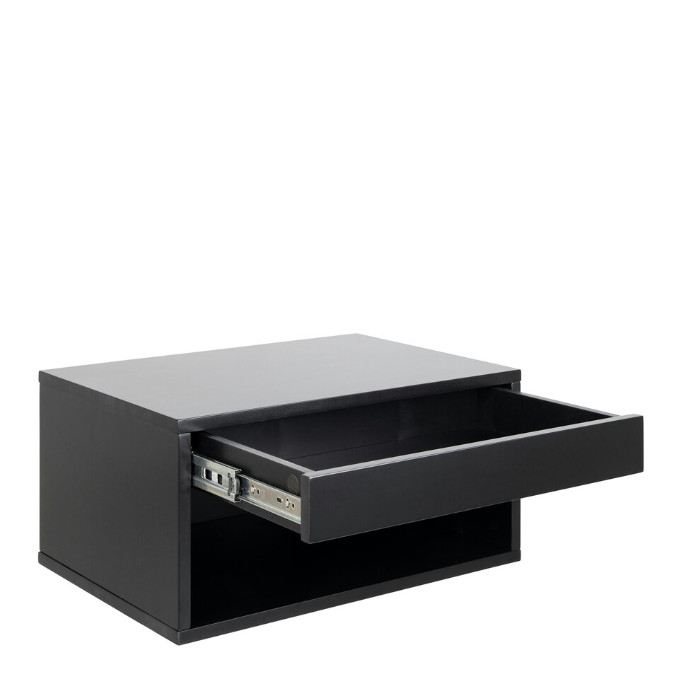 image 1 of Cholet Square Bedside Table with 1 Drawer in Black