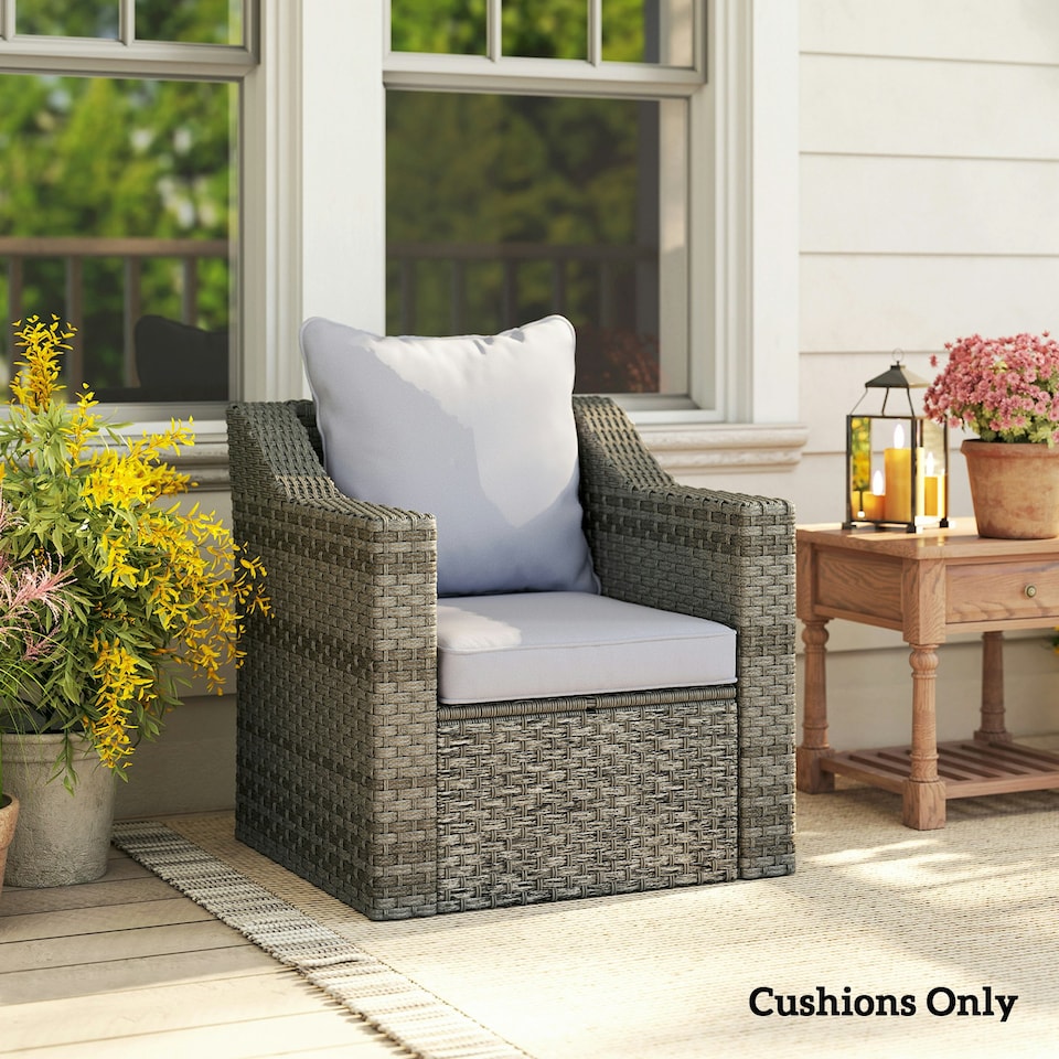 image 1 of Outsunny Garden Chair Cushion with Seat & Back Pad, CUSHION ONLY, Light Grey 