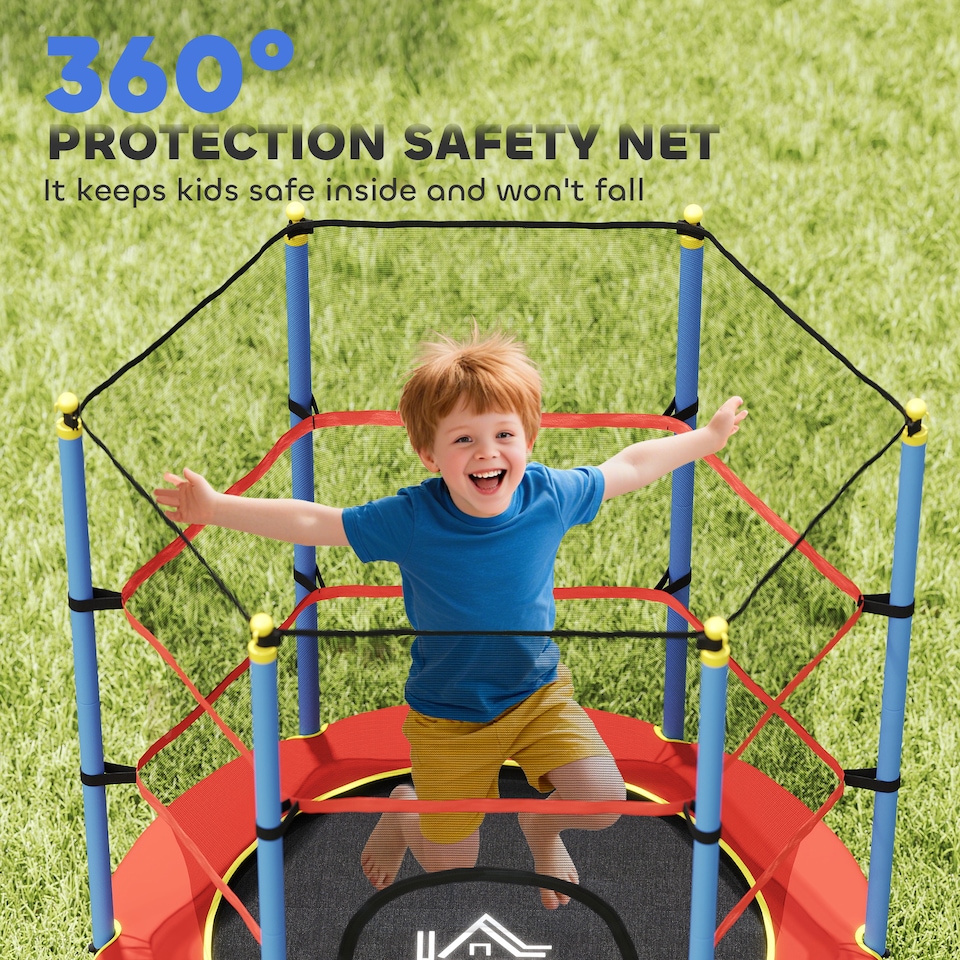 image 1 of HOMCOM Trampoline for Kids w/Enclosure Net Built-in Zipper 3-10 Year
