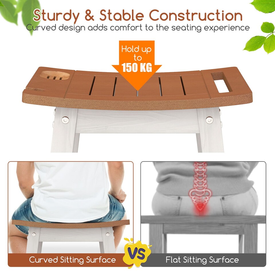 image 1 of COSTWAY Shower Bench Seat Shower Stool w/Handle