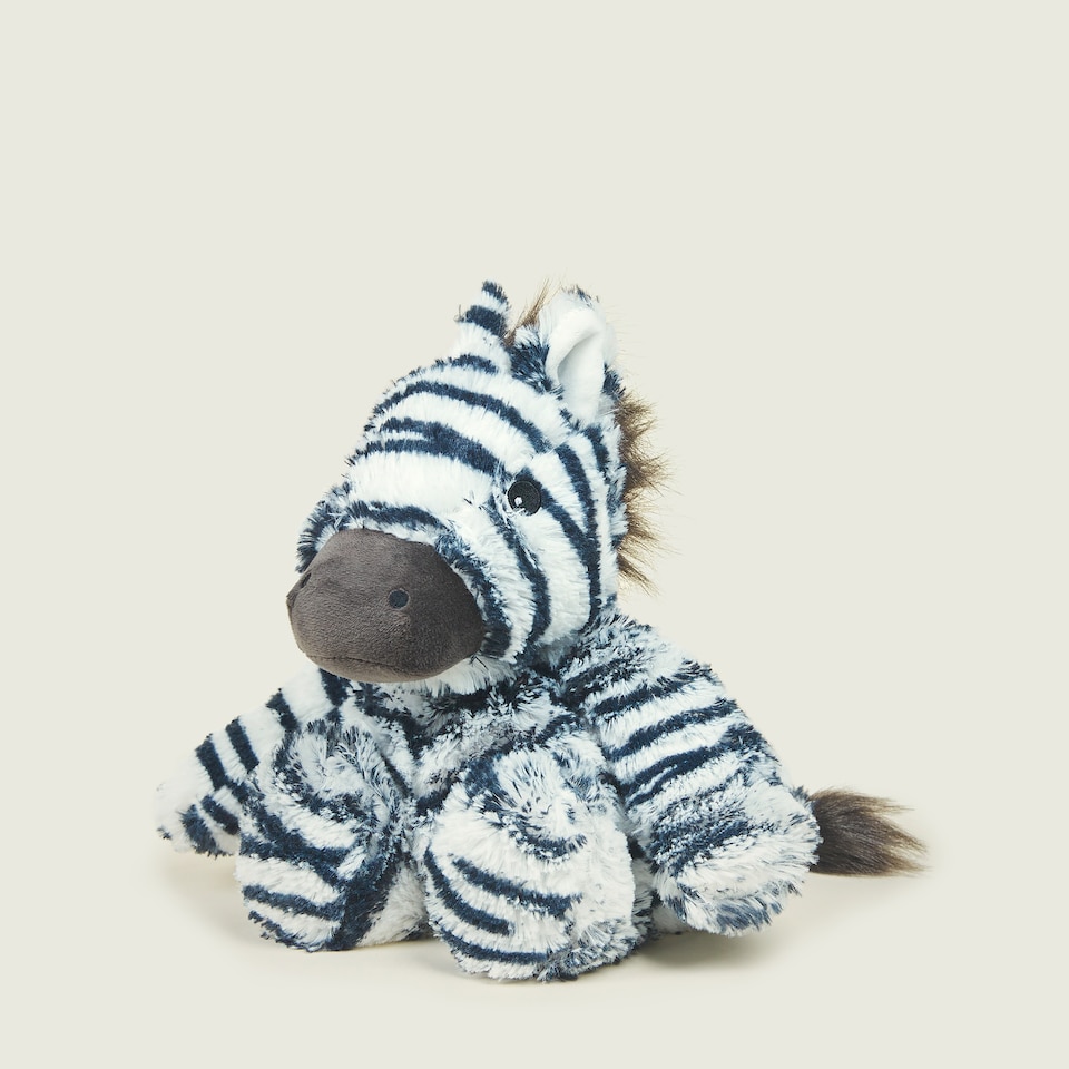 image 1 of Warmies Plush Zebra Microwavable Weighted Teddy with French Lavender Scent, Hot or Cold for Cool Relaxation and Warm Relief