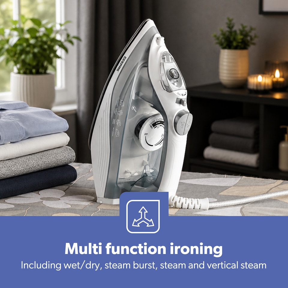 image 1 of GEEPAS Steam Iron With Nonstick Soleplate 1750W Grey