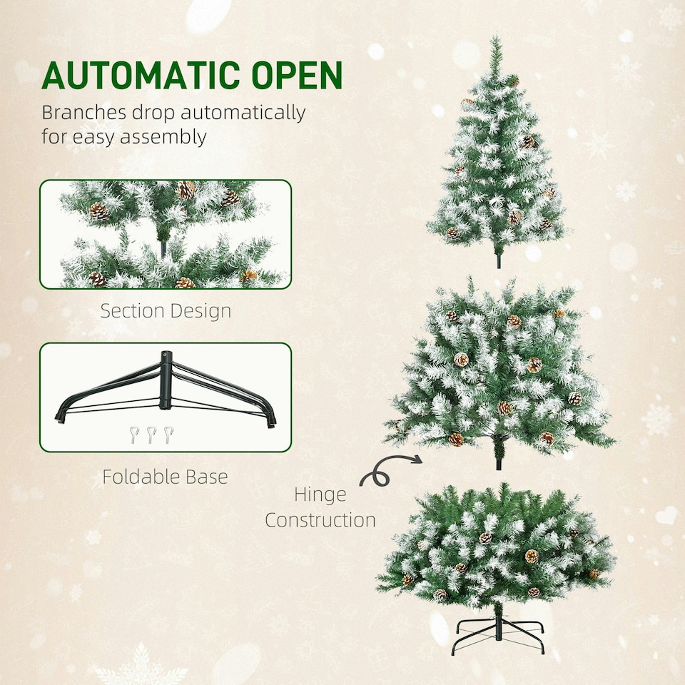 image 1 of HOMCOM 6FT Artificial Christmas Tree Xmas Indoor Decoration, Automatic Open