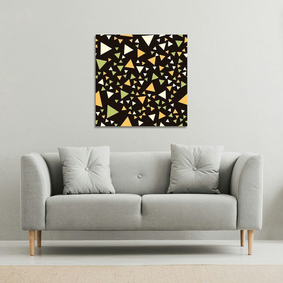 image 1 of Yellow Green Triangles (Canvas Print) 77 x 77 x 4cm