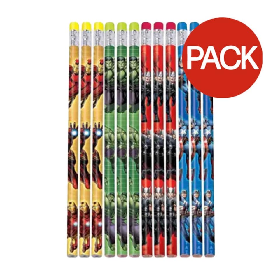 Avengers Pencil With Eraser (Pack of 12) - Multicoloured - One Size