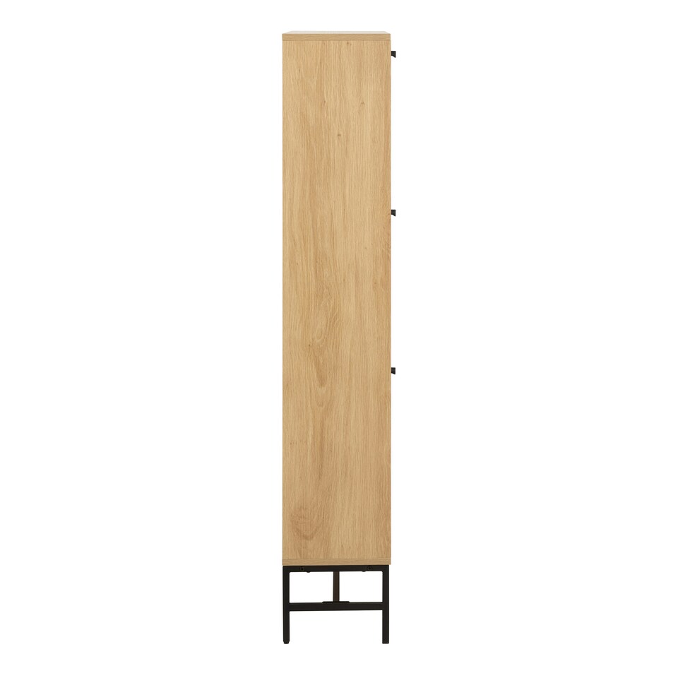 image 1 of Albany Shoe Cabinet 3 Flip Down Doors in Oak/Black Legs