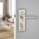 image 2 of Como Dual Metal Lever Latch Door Handles Set Round Rose Internal, External | Silver | Satin Nickel Bathroom