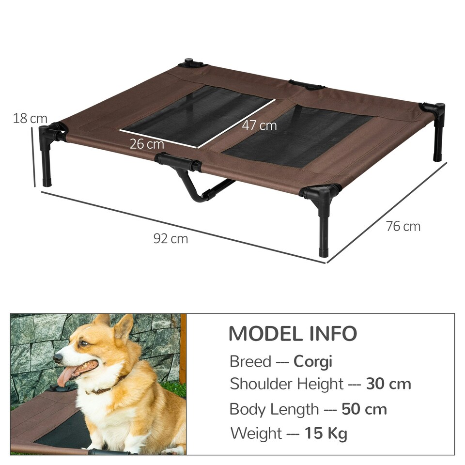 image 1 of PawHut Large Pet Cot Portable Dog Cat Sleep Bed Elevated Camping Outdoor Brown