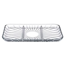 Pasabahce Rectangular Glass Service Dish 3-Compartment Plate | Clear | 1