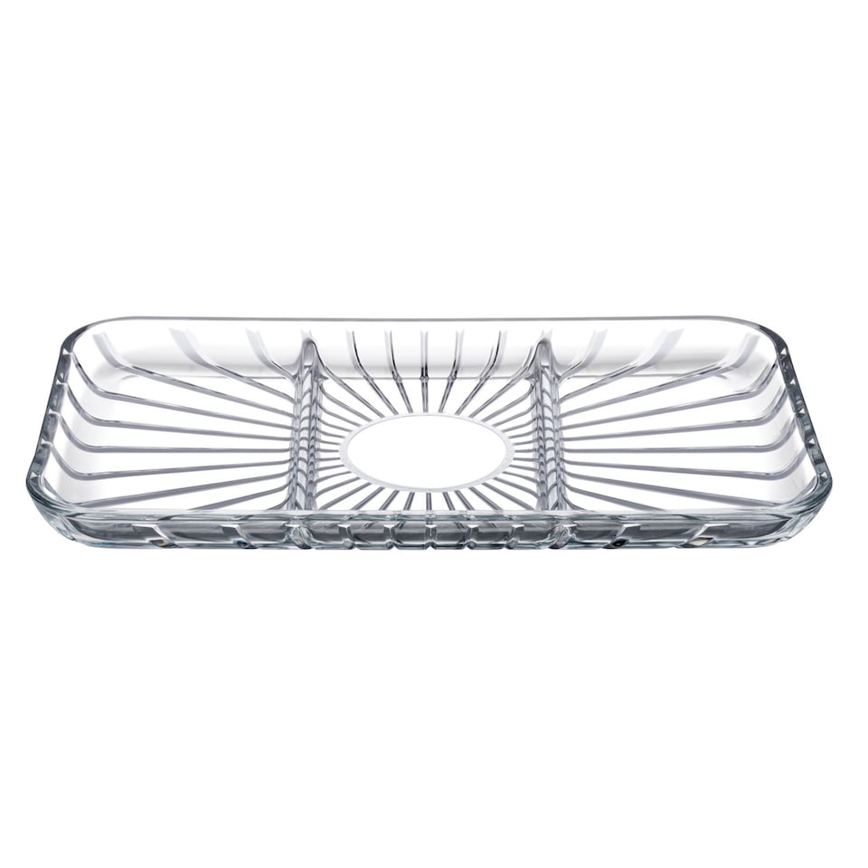 image 1 of Pasabahce Rectangular Glass Service Dish 3-Compartment Plate | Clear | 1