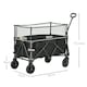 image 5 of Outsunny 180L Folding Garden Trolley Wagon Cart w/ Extendable Side Walls, Black