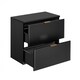 image 1 of Bathroom Vanity Unit Countertop 800mm Ribbed Textured Black Wall Hung Floating Cabinet - Adel