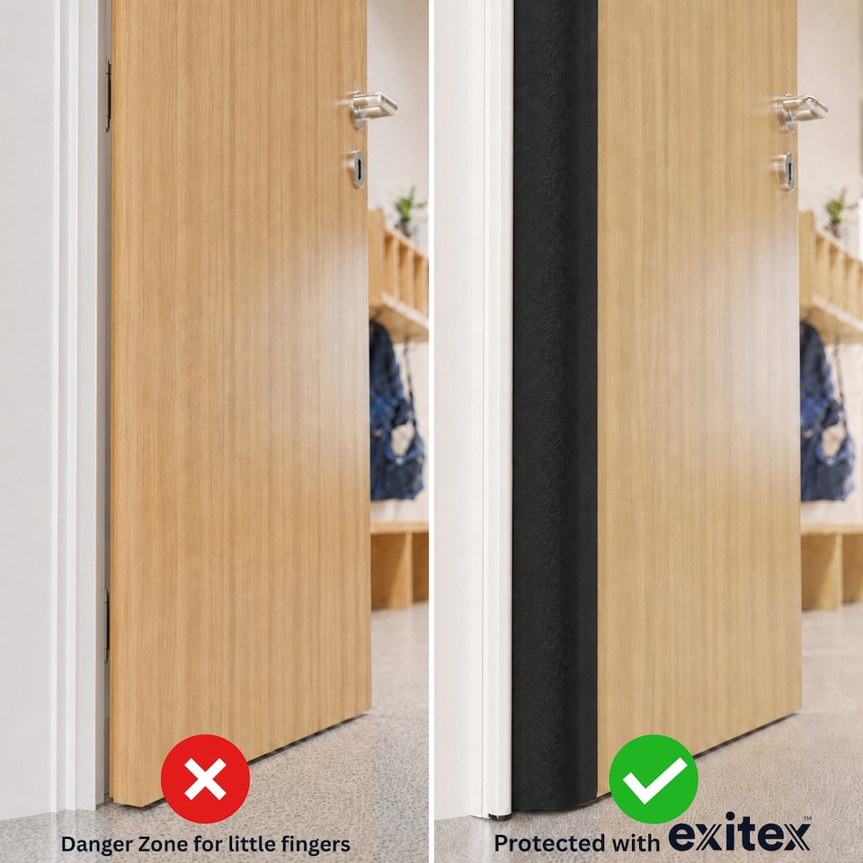 image 1 of Exitex Roller Finger Protector 1925mm, Door Hinge Safety Guard, Professional Protection | White