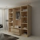 image 4 of Modern Space-Saving 4-Door Hinged Wardrobe with Central Mirrored Doors - 8 Shelves & 2 Drawers, 171cm Wide