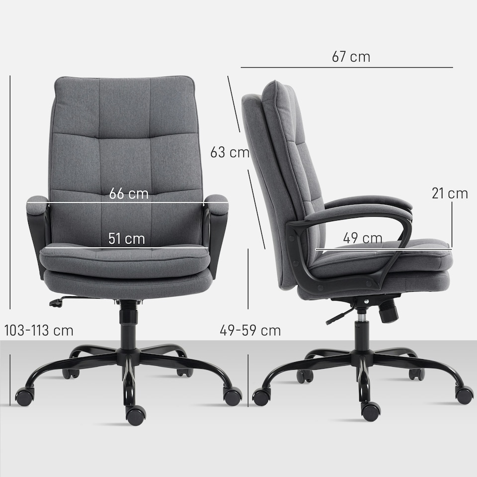 image 1 of HOMCOM Fabric Office Chair, Computer Desk Chair for Home, Charcoal Grey Grey