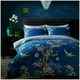 image 1 of Akari Floral Printed Duvet Cover Set Reversible Polycotton Beddings Blue | Single