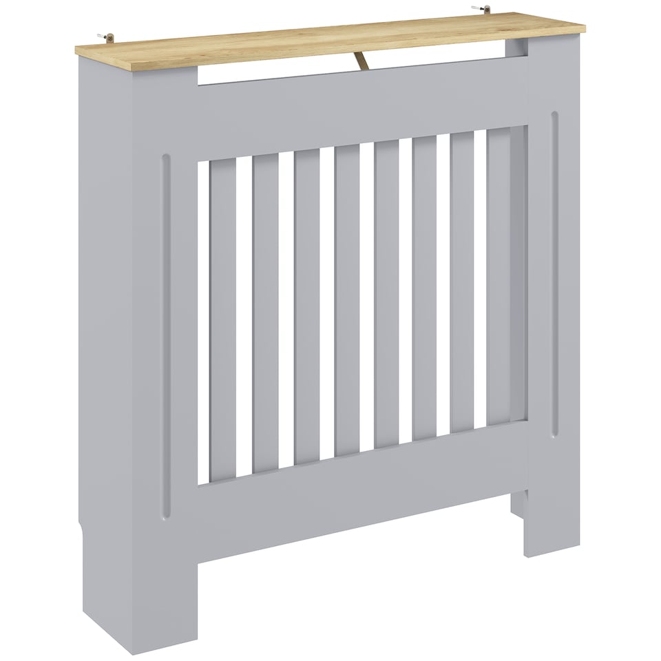 image 1 of HOMCOM Radiator Cover Wooden Cabinet Vertical Slatted Vent MDF Grey Home