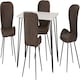 image 1 of Marlow Dining Set with Quebec Chairs White | White Marble/Brown Faux Leather