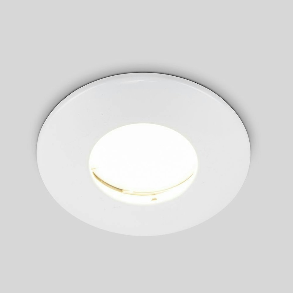 image 1 of ValueLights Fire Rated Downlight Fire Rated IP65 Gloss White Downlight and GU10 Spotlight LED 5W Warm White 3000K Bulb | White