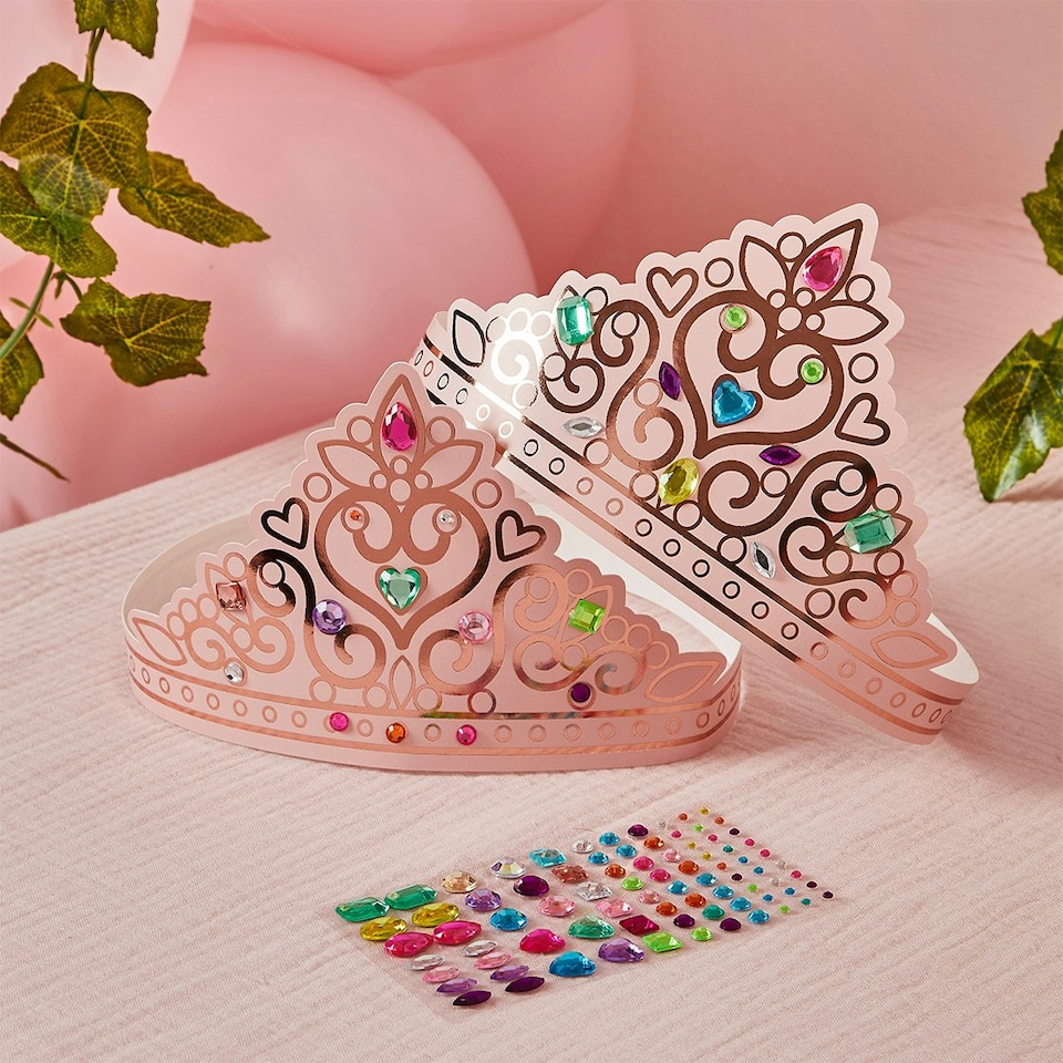 image 1 of DIY Princess Paper Tiara Kit & Gem Stickers - Pack of 4