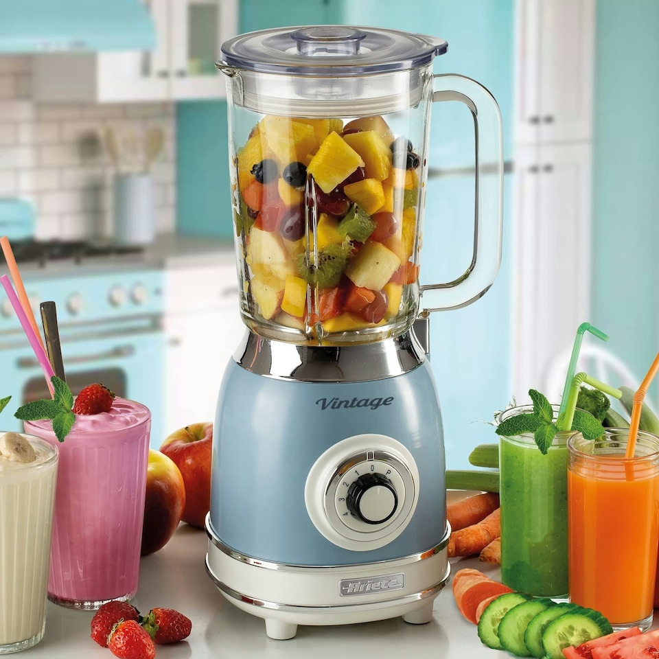 image 1 of Ariete 58305, Vintage Glass Jug Blender, 1.5 Litre, Blue